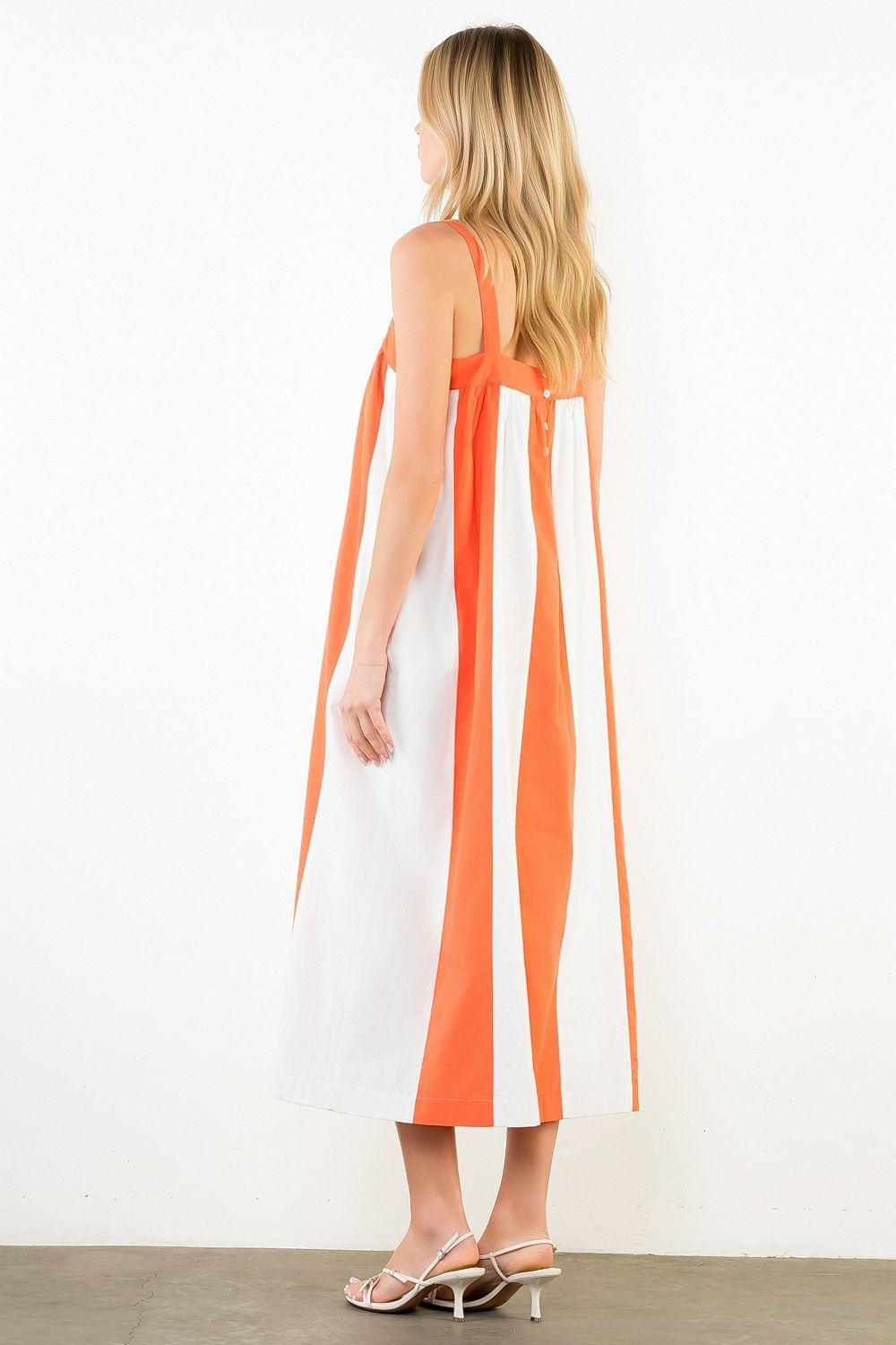 Orange Stripe Midi Dress