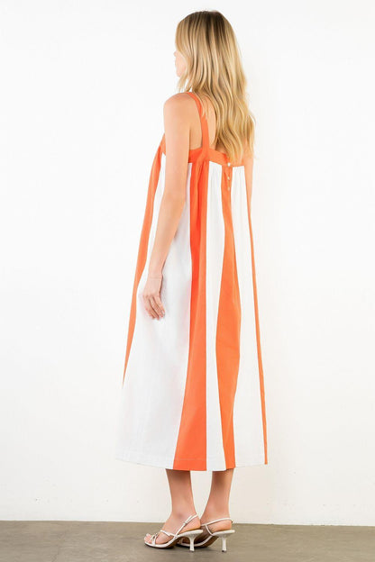 Orange Stripe Midi Dress