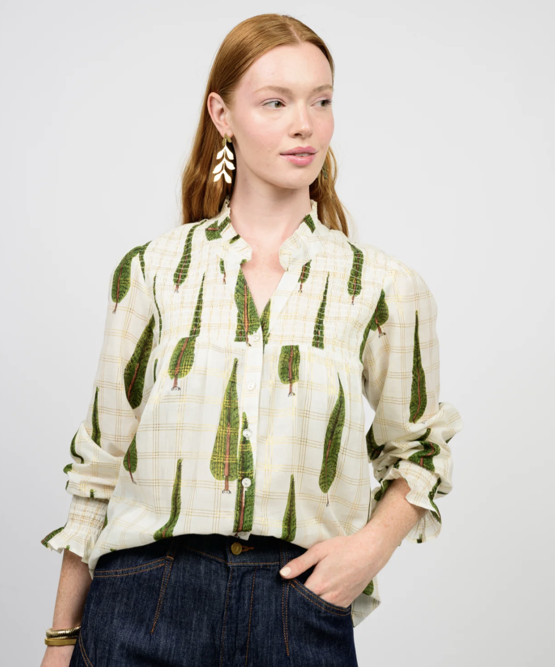 Ivy Jane Metallic Plaid Tree Top