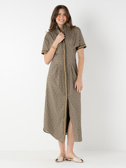 Emily McCarthy Georgia Dress- Green Tonal Monogram