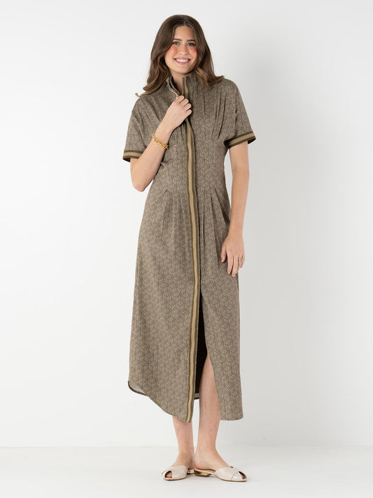 Emily McCarthy Georgia Dress- Green Tonal Monogram