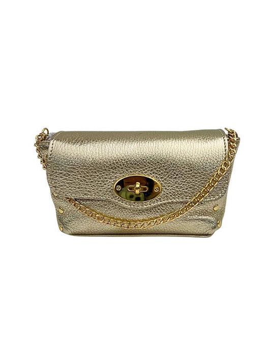 Leather Stud Handbag- Gold