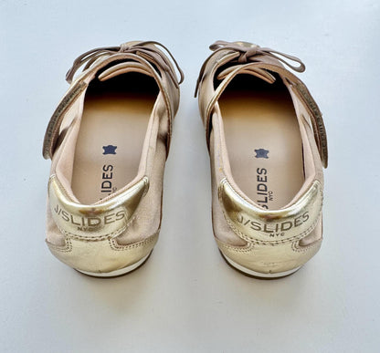 J Slides Pavia Gold Metallic/Suede Nylon