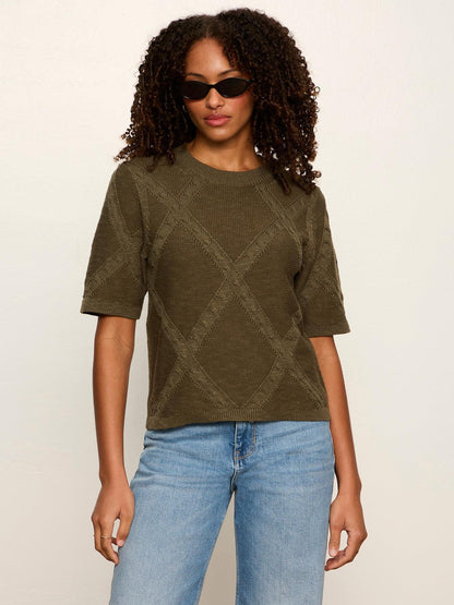 Diamond Stitch Sweater Tee- Kalamata