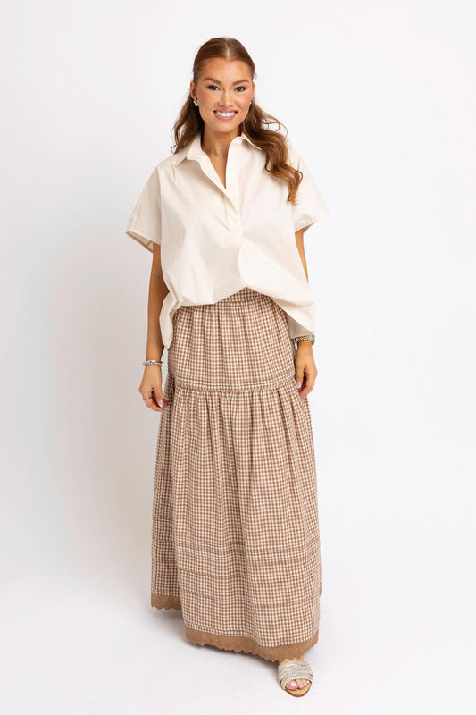 Gingham Tier Maxi Skirt