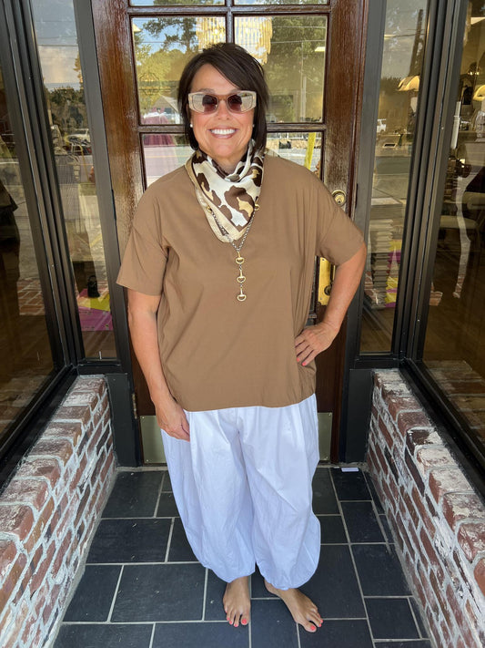 One Size Boxy Stretch Top- Chocolate