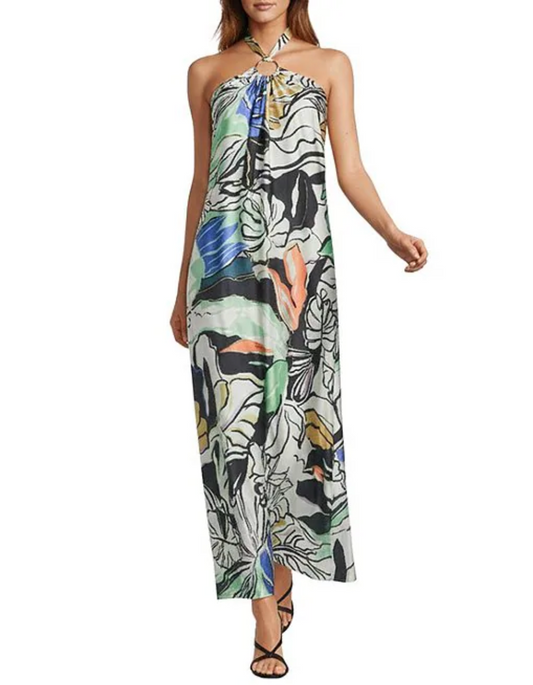 Botanical Maxi Halter Dress